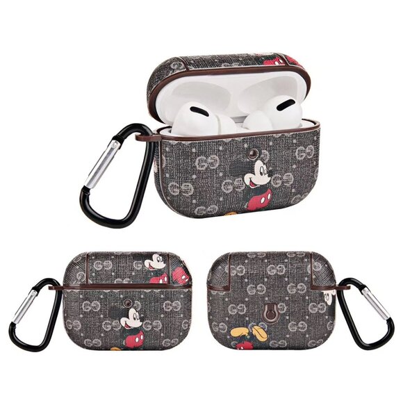 Airpods Pro Black/Brown Mickey Mouse Style Case With Holder - Picture 1 of 1